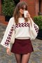 Women's Loose-Fit Sweater with Batwing Sleeves and Wave Pattern - 6