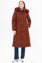Diamond Patterned Faux Fur Anorak Coat, DARK BROWN 27308 - 4