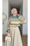 Interest Model: Short Knit Sweater with a Zigzag Patterned Design - 4