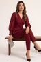 Pearl Embellished Peplum Blouse and Pants Set |   Premium White & Black Special Series 35026 - 4