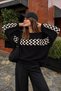 Women's Loose-Fit Sweater with Batwing Sleeves and Wave Pattern - 2