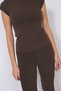 PREMIUM SOFT-TEXTURED ELASTIC-WAIST FLARE PANTS, BROWN - 5