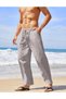 mens Mens Casual Linen Pants Modern/Fitted - 3