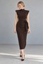 Women's Midi Dress with a Mock Neck and Tie-Detail - 4