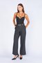 Women's Anthracite Belted Double-Cuff Wool-Effect Pants - 2