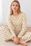 Women's Winter Trend Yellow Nightgown and Pajama Set 4862 - 3