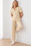 Women's Patterned Yellow Short-Sleeved Pajama Set 4861 - 3