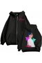 Omar Courtz Printed 3-Thread Zipper Cardigan with Brushed Inside Ruffle, Oversized