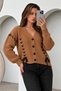 Camel - Women's V-Neck Knit Cardigan with String Accents - 2