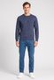 Men Crew Neck Long Sleeve Knitted Sweater, Slate Blue - 2