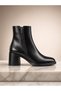 -Genuine Leather Block Heel Boots – 6.5 cm Heel, 1 cm Platform, with Elastic Side Panels - 2