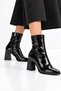 Women's Thick Heel, Pointed Toe, Zip-Up Stretch Boots - 5