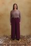 Burgundy Elastic-Waist Pants-Skirt - 3