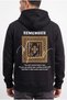 Men's Oversized Hooded "Remember" Back-Printed Kangaroo Pocket Black 3-Ply Brushed Inside Sherpa Sweatshirt