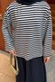 Oysho Striped Sweatshirt, Navy Blue - 3