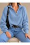 Women's Half Zipper Thessaloniki Knitted Sweater Kpln - 2