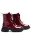 ZRİN-B356 Premium Burgundy Patent Leather Lace-Up Waterproof Zipper Women's Boots - 2