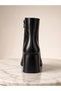 -Genuine Leather Block Heel Boots – 6.5 cm Heel, 1 cm Platform, with Elastic Side Panels - 4