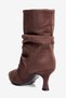 Women's Suede Boots with Ruched Detail, Pointed Toe, and Stiletto Heel—Zerin Brown - 3