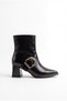 Women's Black 7-cm Heeled Buckled Winter Boots Checkered - 4