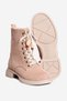 Women's Suede Lace-Up Boots with Zip Detail and Beaded Details in Taupe Color - 5