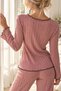 Dusty Rose Cotton Bow Detail Pajama Set - 3