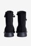 Women's Suede Lace-Up Boots with Zip Detail and Beaded Details - Yuma Black - 6