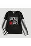 Rock Music Printed Striped Sleeve Unisex Oversized T-Shirt