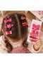 Set of 6 Girls' Hair Clips: Pink Strawberry Rabbit Bow Clips and Hair Accessories - 3
