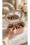 Large-Capacity Makeup and Accessories Organizer with Mirror | Leather-Look Organizer 27*14*14 Sugar Pink - 2