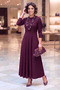 Plum-Colored Pleated Modal Fabric Dress - 3