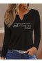Printed Cotton-Stretch Fabric Half-V-Neck Long-Sleeve Blouse