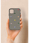 iPhone 11-Compatible Silicone Case with Heart-Shaped Plaid Pattern