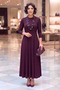 Plum-Colored Pleated Modal Fabric Dress - 2