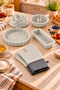 6-Piece Silicone Cake Pan Set: Rose, Bundt, and Baton Tart Pans; Pair of Oven Mitts; Fire-Resistant, Non-Stick, Flexible