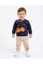 Boys' 1-2-3-4 Years Old Transitional Lightweight Trex Dinosaur-Printed 2-Piece Top and Bottom Set