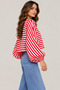 Women's Puff-Sleeve Striped Blouse cty-çtn-9899 - 2