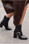 Women's Black 7-cm Heeled Buckled Winter Boots Checkered - 2