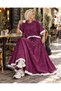 Women's Clothing: Oversized, Loose-Fit Burgundy-Colored Top and Bottom Set - Skirt - Sweatshirt - 3