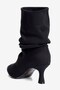 Women's Suede Boots with Ruched Detail, Pointed Toe, and Stiletto Heel—Zerin Black - 3