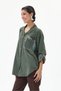 Women's Khaki Italian 100% Cotton Velvet Oversized Velvet Shirt with Floral Print on the Back, Sizes 40–46 - 3
