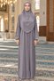 Ready-to-Wear Prayer Dress with Scarf, Zipper, One-Piece, Easy to Wear, Gray Hijab - 6