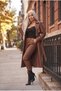 Long Faux Leather Trench Coat with Shoulder Epaulets and a Belted Design - 8