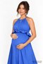 Maxi Maternity Dress with a Halter Neck and Embroidered Hem - 2