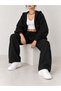 Women's Black Oversized Hooded Full-Zip Casual Cotton Cardigan + Sweatsuit Set - 5