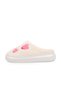 AkınAlbella White-Pink Woolen, Heat-Retaining, Patterned, Lightweight, Comfortable Women's House Slippers E451.Z.0061