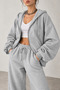 Women's Black Oversized Hooded Full-Zip Casual Cotton Cardigan + Sweatsuit Set - 2