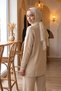 Knit Pants Suit with Slits and Accessory Details 101066 Beige - 3