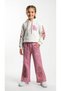GIRLS' WINTER OUTFIT: 3-STRAND FLORAL PATTERN HOODED SET (TOP AND BOTTOMS), 100% Cotton - 4