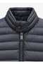 Navy Blue Men’s Mock Neck Knit-Sleeve Quilted Jacket - 3